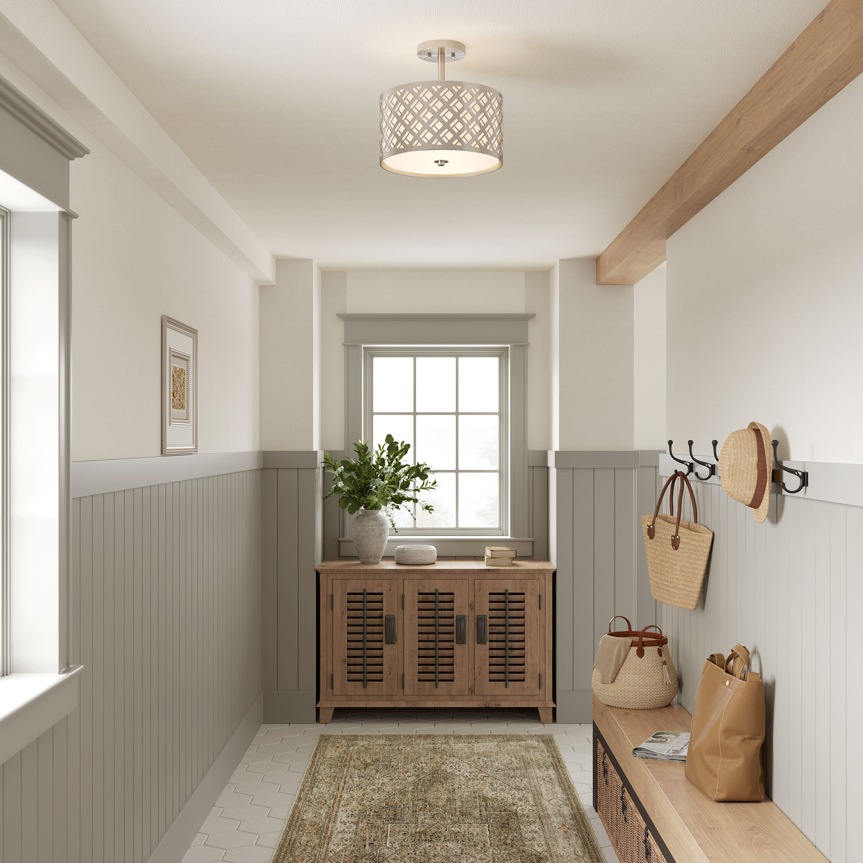 Gracelan 2 Light 13 inch Brushed Nickel Indoor Semi-Flush Ceiling Light